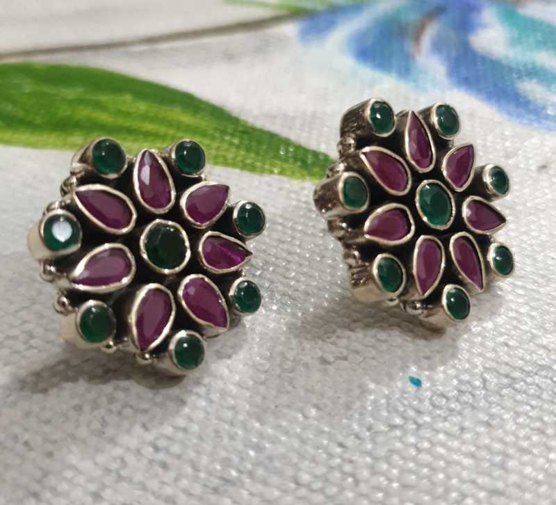 Red and Green Stone Studs