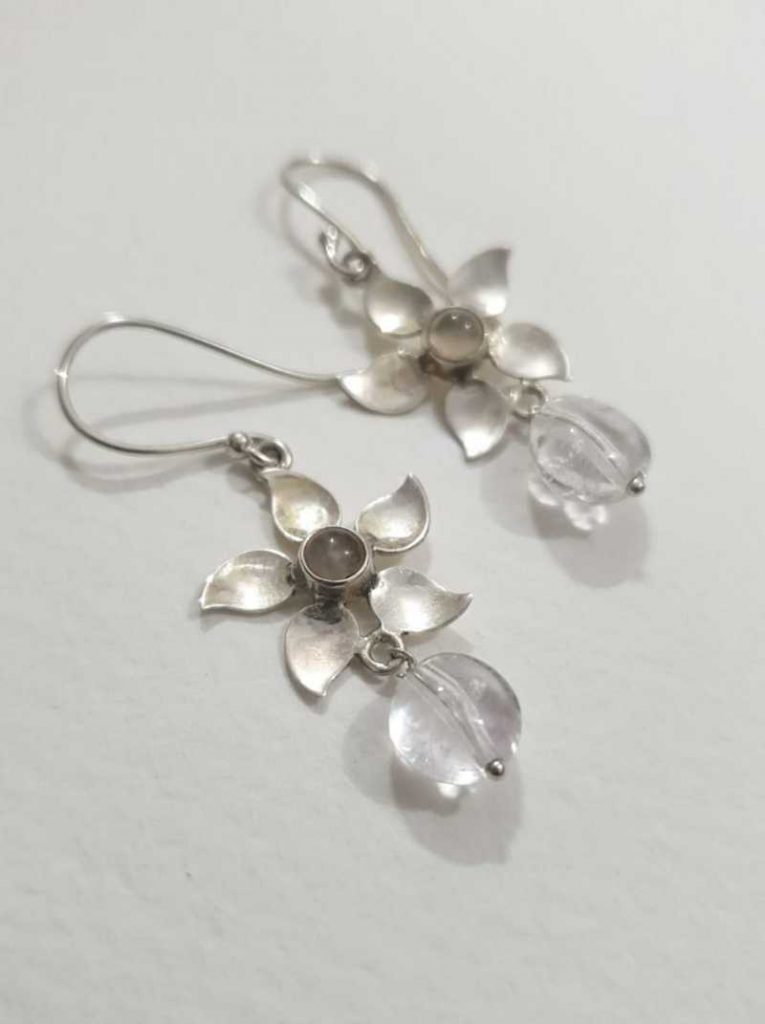 Silver Amethyst and Moonstone Earrings