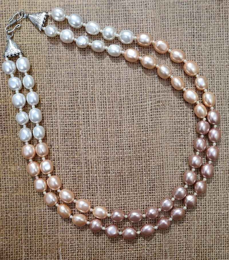 Long Double Silky Shell Pearl Necklace