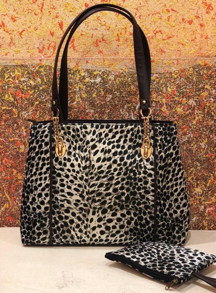 Handblock Leopard Print Tote Bag