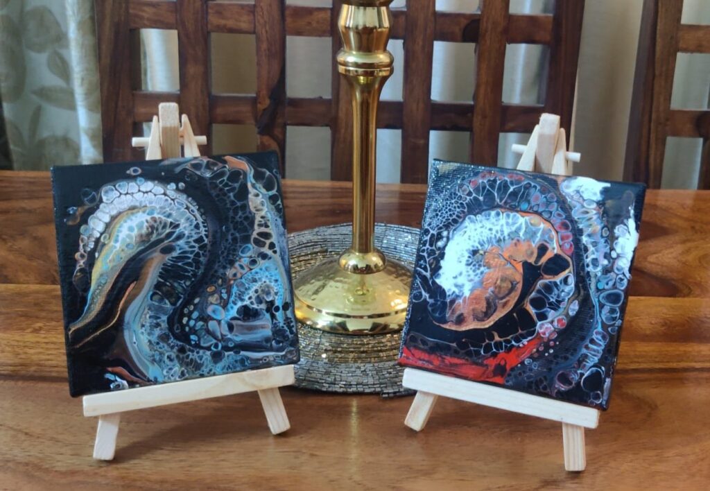 Set Of Two Miniature Paintings With Stand